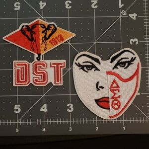 Delta Red and White Embroidered Patches